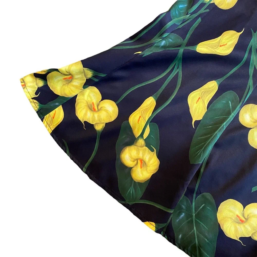 SOLD! Voodoo Vixen Flora Calla Lily Print Dress 40s Pinup Rockabilly Size Medium - Picture 5 of 9